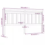 szürke tömör fenyőfa ágy fejtámla 206 x 4 x 100 cm