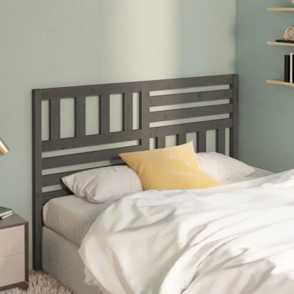 szürke tömör fenyőfa ágyfejtámla 146 x 4 x 100 cm