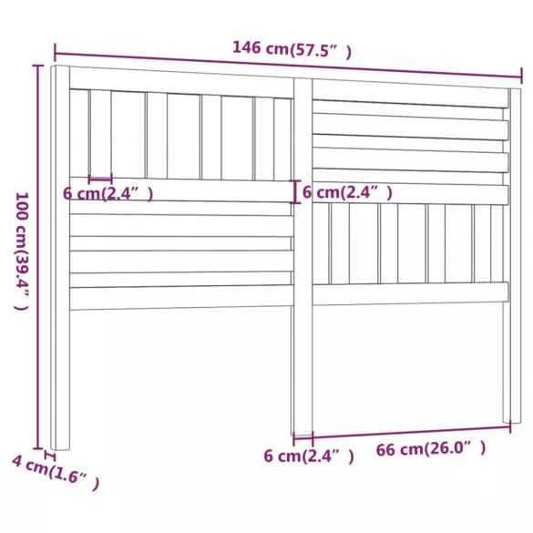 szürke tömör fenyőfa ágyfejtámla 146 x 4 x 100 cm