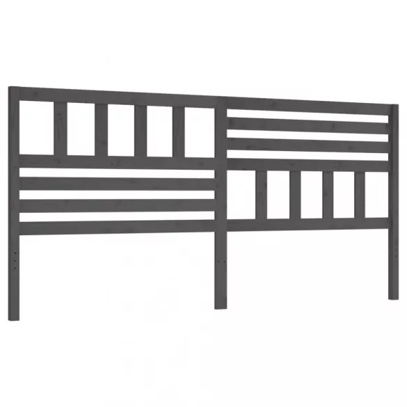 szürke tömör fenyőfa ágyfejtámla 206 x 4 x 100 cm