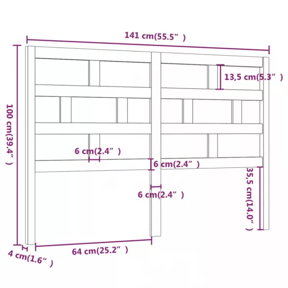 tömör fenyőfa ágyfejtámla 141 x 4 x 100 cm