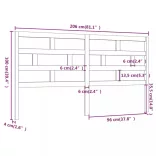 szürke tömör fenyőfa ágy fejtámla 206 x 4 x 100 cm