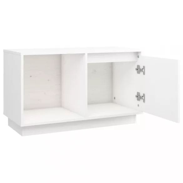 fehér tömör fenyőfa TV-szekrény 74x35x44 cm