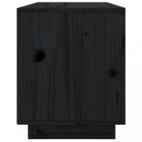 fekete tömör fenyőfa TV-szekrény 74x35x44 cm