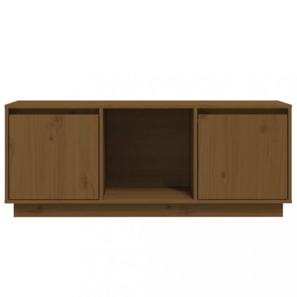 mézbarna tömör fenyőfa TV-szekrény 110,5x35x44 cm