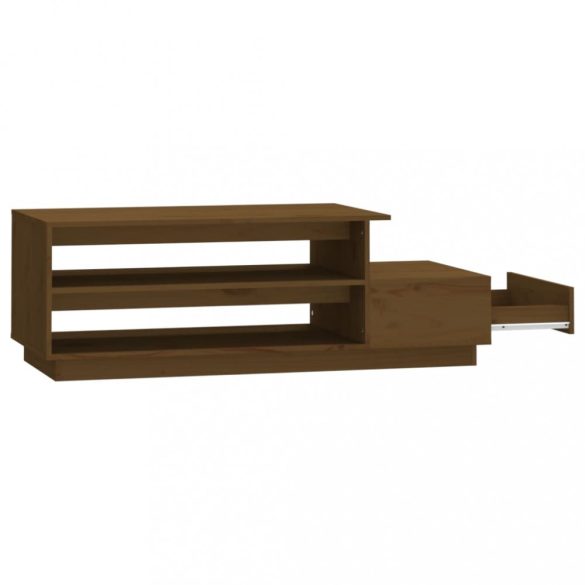 mézbarna tömör fenyőfa dohányzóasztal 120 x 50 x 40,5 cm