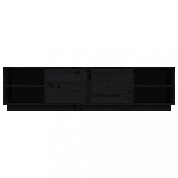 fekete tömör fenyőfa TV-szekrény 156 x 40 x 40 cm