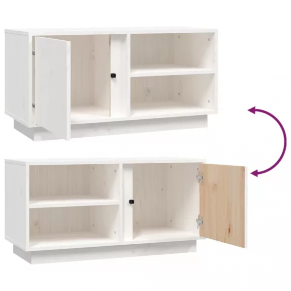 fehér tömör fenyőfa TV-szekrény 80 x 35 x 40,5 cm