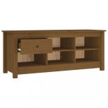 mézbarna tömör fenyőfa cipősszekrény 110 x 38 x 45,5 cm