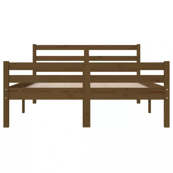Double mézbarna tömör fa ágykeret 135 x 190 cm