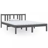 Double szürke tömör fa ágykeret 135 x 190 cm