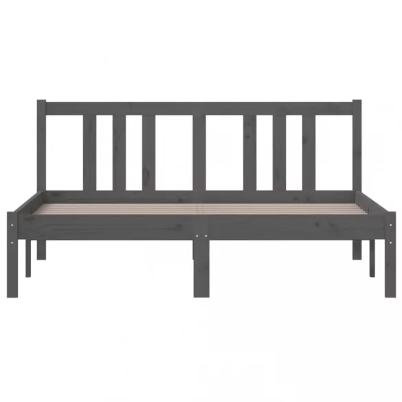 Double szürke tömör fa ágykeret 135 x 190 cm