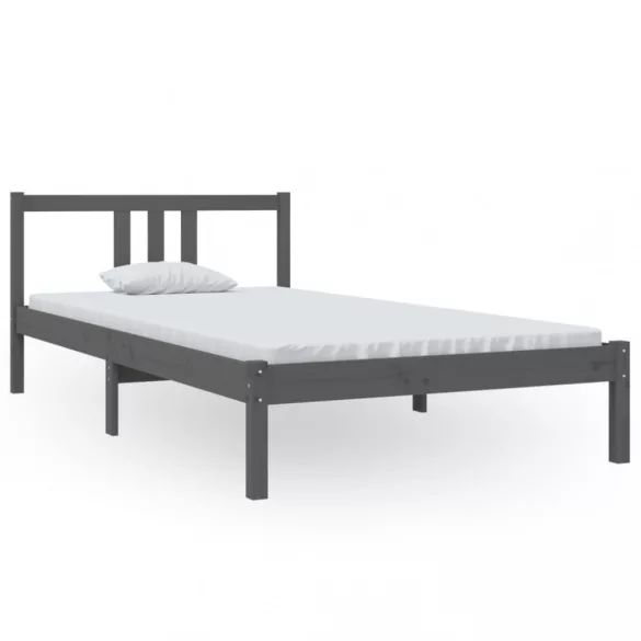 szürke tömör fenyőfa ágykeret 100 x 200 cm
