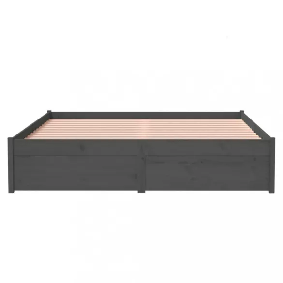 Double szürke tömör fa ágykeret 135 x 190 cm