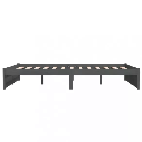 Double szürke tömör fa ágykeret 135 x 190 cm