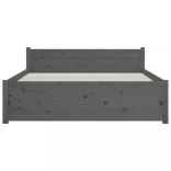 Double szürke tömör fa ágykeret 135 x 190 cm