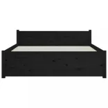 Double fekete tömör fa ágykeret 135 x 190 cm