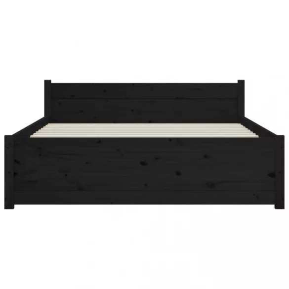 Double fekete tömör fa ágykeret 135 x 190 cm
