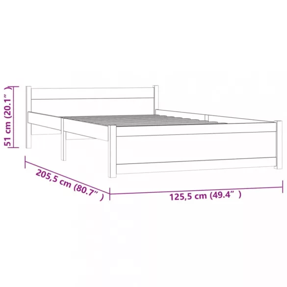 fehér tömör fa ágykeret 120x200 cm