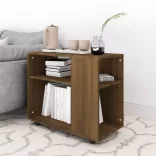 barna tölgy színű szerelt fa kisasztal 70 x 35 x 55 cm