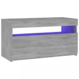 szürke sonoma színű TV-szekrény LED-világítással 75x35x40 cm