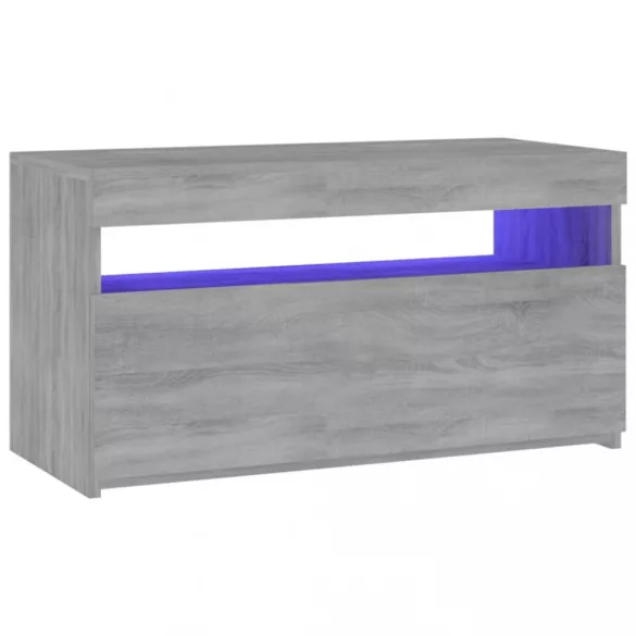 szürke sonoma színű TV-szekrény LED-világítással 75x35x40 cm