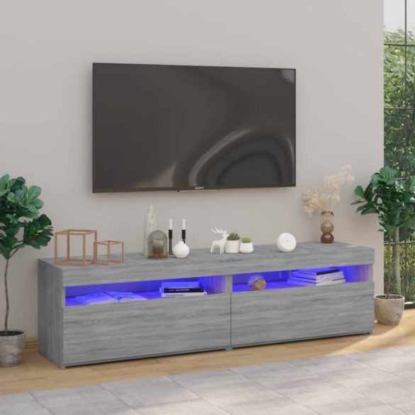 2 db füstös tölgy színű TV-szekrény LED-ekkel 75 x 35 x 40 cm