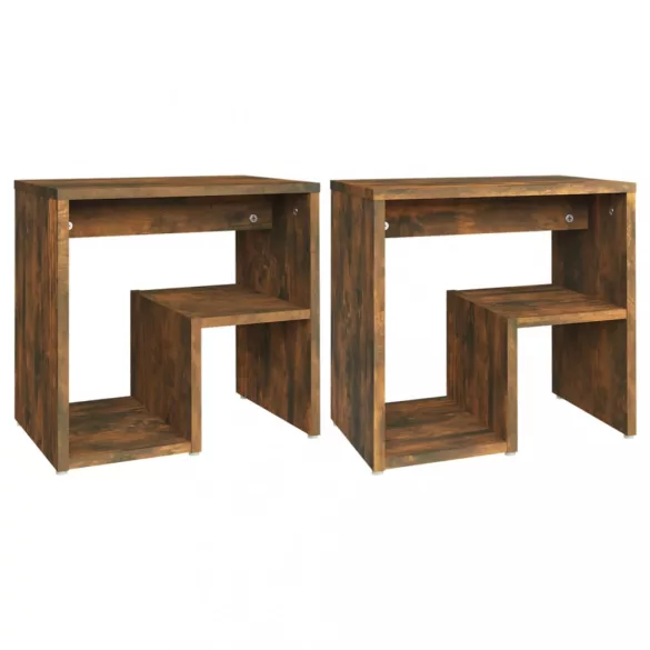 2 db füstös tölgy színű szerelt fa éjjeliszekrény 40x30x40 cm