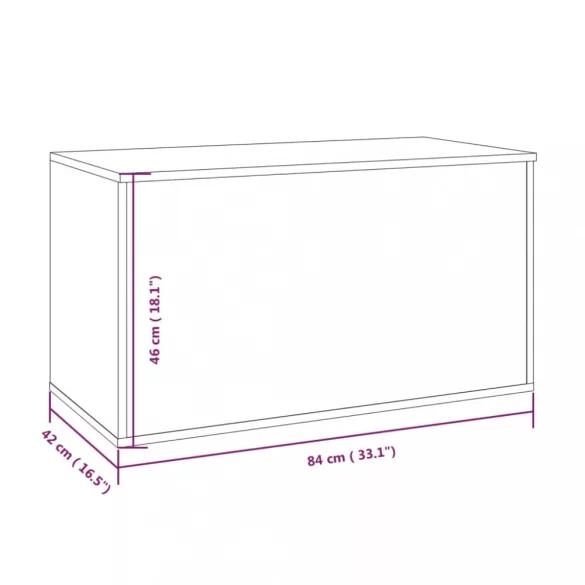 füstös tölgy színű szerelt fa tárolóláda 84 x 42 x 46 cm