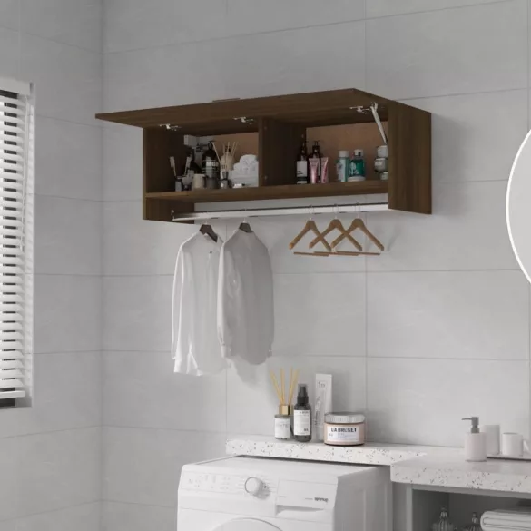 barna tölgy színű szerelt fa ruhásszekrény 100 x 32,5 x 35 cm