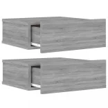 2 db szürke-sonoma szerelt fa függő éjjeliszekrény 40x30x15 cm