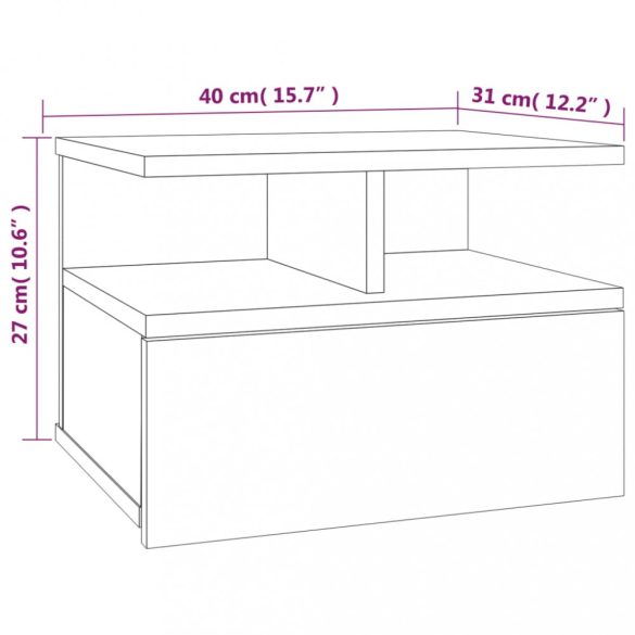 füstös tölgy színű szerelt fa fali éjjeliszekrény 40x31x27 cm