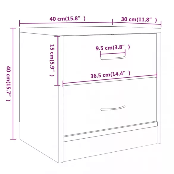füstös tölgy színű szerelt fa éjjeliszekrény 40 x 30 x 40 cm