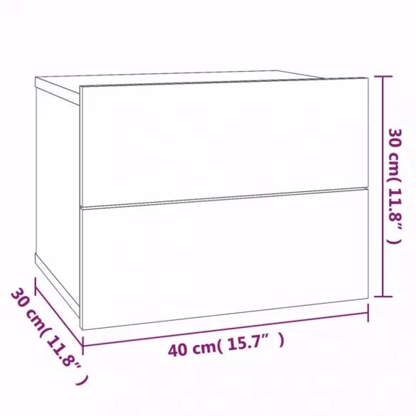 szürke sonoma színű szerelt fa éjjeliszekrény 40 x 30 x 30 cm