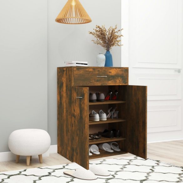 füstös tölgy színű szerelt fa cipősszekrény 60 x 35 x 84 cm
