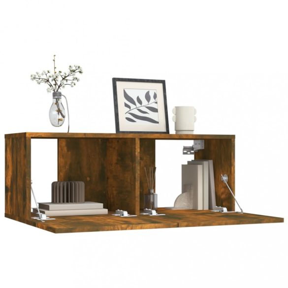 füstös tölgy színű szerelt fa TV-szekrény 80 x 30 x 30 cm