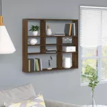 barna tölgy színű szerelt fa fali polc 90 x 16 x 78 cm