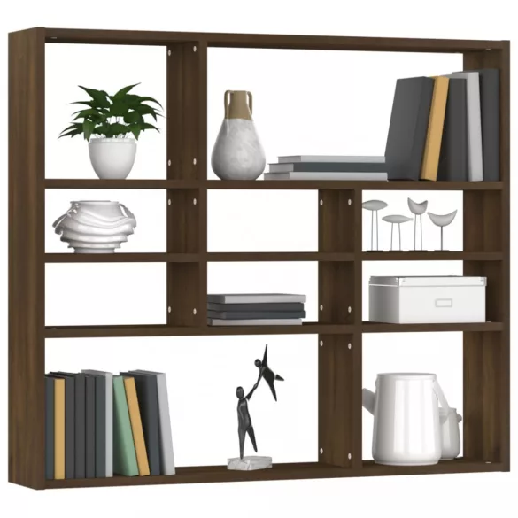 barna tölgy színű szerelt fa fali polc 90 x 16 x 78 cm