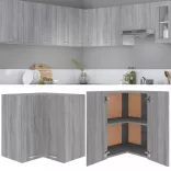 “Lyon” szürke sonoma színű szerelt fa függő sarokszekrény