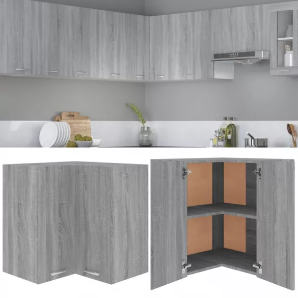 “Lyon” szürke sonoma színű szerelt fa függő sarokszekrény