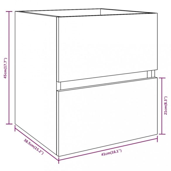füstös tölgy színű szerelt fa mosdószekrény 41 x 38,5 x 45 cm