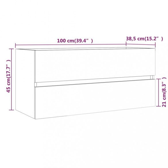 szürke sonoma színű szerelt fa éjjeliszekrény 100x38,5x45 cm