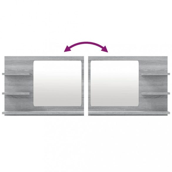 szürke sonoma színű szerelt fa fürdőszobatükör 60x10,5x45 cm