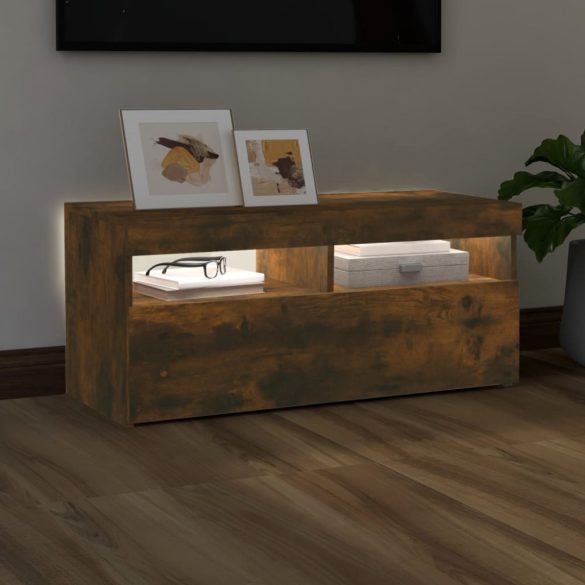 füstös tölgy színű TV-szekrény LED-ekkel 90 x 35 x 40 cm