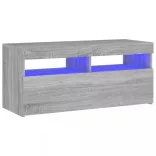szürke sonoma színű TV-szekrény LED-világítással 90x35x40 cm