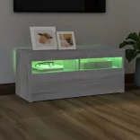 szürke sonoma színű TV-szekrény LED-világítással 90x35x40 cm