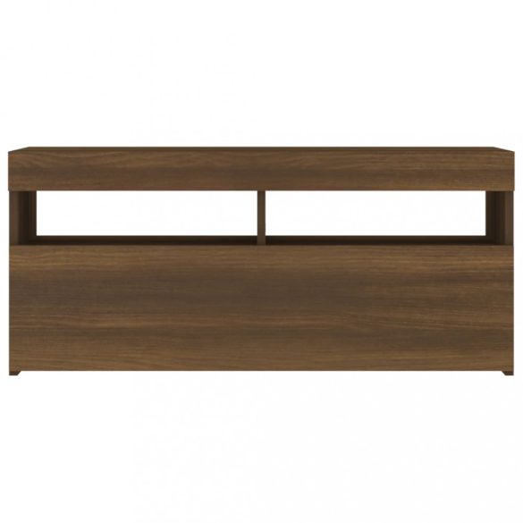 barna tölgyszínű TV-szekrény LED-világítással 90 x 35 x 40 cm