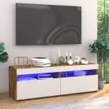 2 db barna tölgyszínű TV-szekrény LED-ekkel 60 x 35 x 40 cm