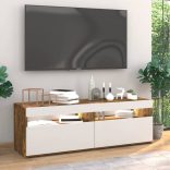 2 db barna tölgyszínű TV-szekrény LED-ekkel 60 x 35 x 40 cm