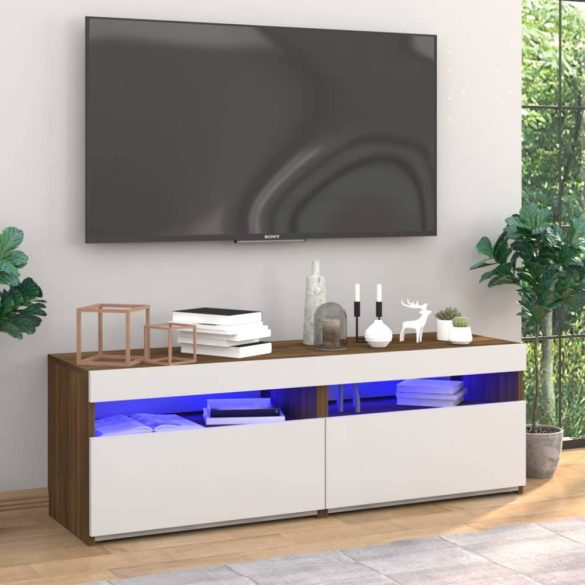 2 db barna tölgy színű TV-szekrény LED-ekkel 60 x 35 x 40 cm